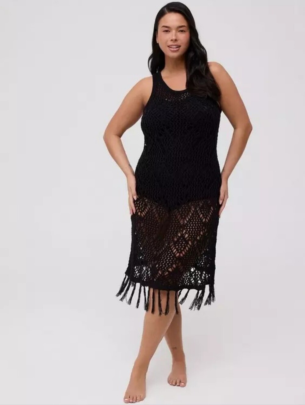 Torrid Sz 3 NWT Mini Crochet Fringe Swim Cover-Up Dress